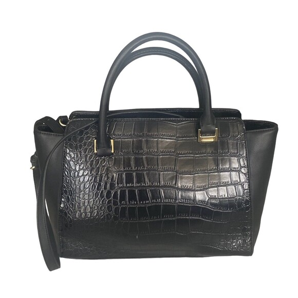 ANNE KLEIN Black Cocodrile Faux FLeather Tote Handbag Shoulder Strap New /no Tag - Picture 2 of 14